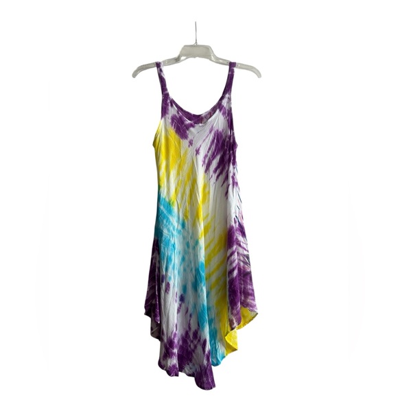 Tie Dye Festival Coverup w/ Artsy Floral Design - One Size Fits Most - Picture 7 of 8